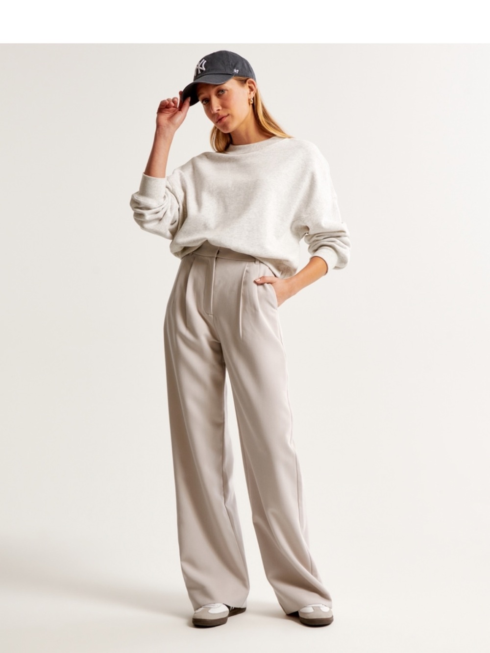 Abercrombie & Fitch Sloan Tailored Wide Leg Pants - Light Taupe - Picture 5 of 10